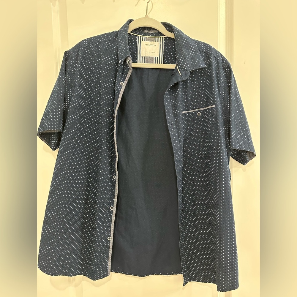 Cactus Man Ricky Singh Men's Navy Blue Polka Dot Shirt Large